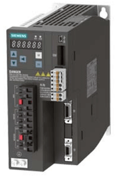 Siemens 6SL3210-5FE11-0UF0 SINAMICS V90 drive with display and PROFINET interface, technical data included.